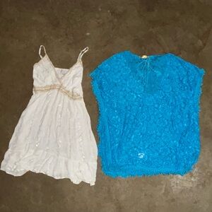White and Blue Lace Mini Dress Set